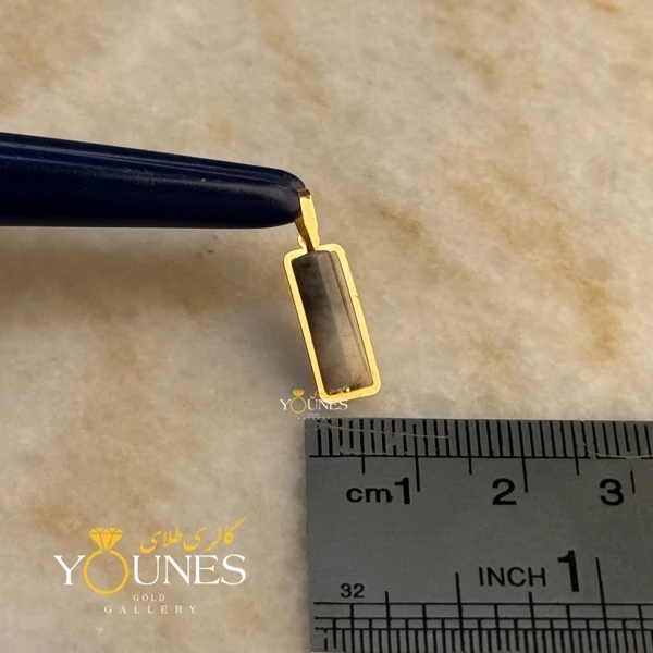 آویز طلا سنگ کوارتز طوسی